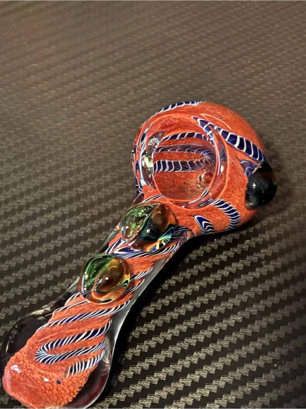 Red Glass with Twisted Blue Accent